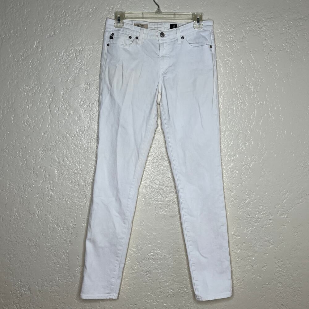 AG Adriano Goldschmied Women's Prima Mid Rise‎ Cigarette Jeans White Stretch 28
